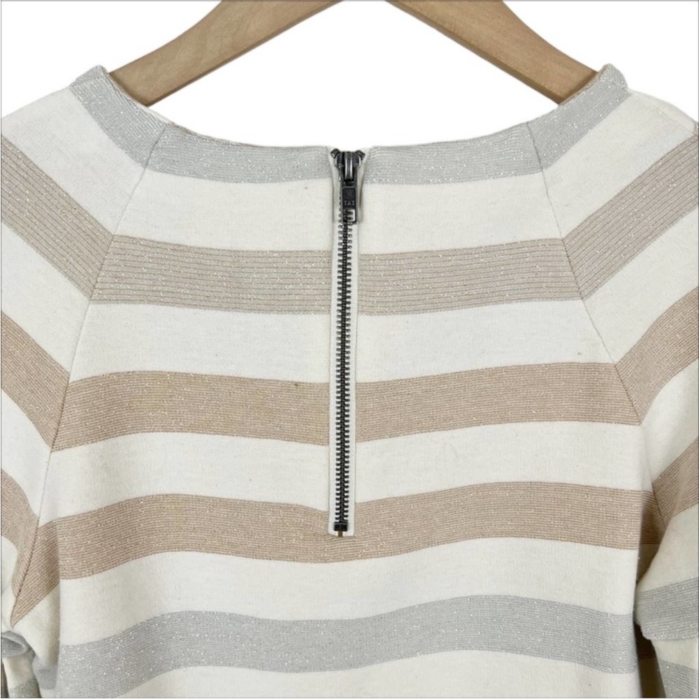 Anthropologie Maeve Metallic Striped Helsa Ruffle Sleeve Knit Top Size XS - Picture 6 of 9